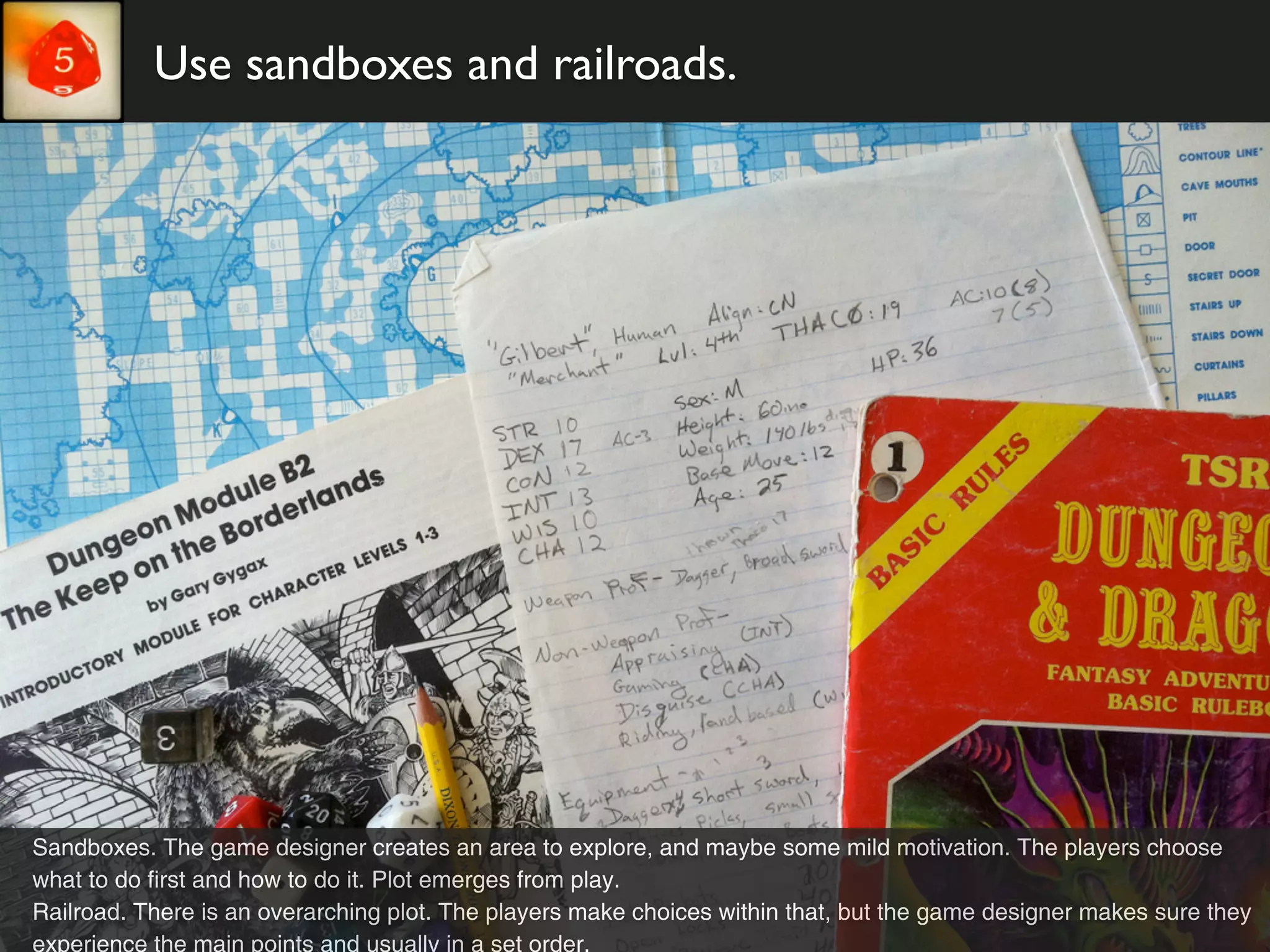 Use sandboxes and railroads.




Sandboxes. The game designer creates an area to explore, and maybe some mild motivation. The players choose
what to do first and how to do it. Plot emerges from play.
Railroad. There is an overarching plot. The players make choices within that, but the game designer makes sure they
experience the main points and usually in a set order.
 