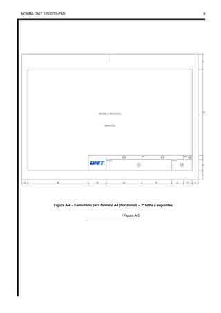 NORMA DNIT 125/2010-PAD 9
Figura A-4 – Formulário para formato A4 (horizontal) – 2ª folha e seguintes
___________________/ Figura A-5
 