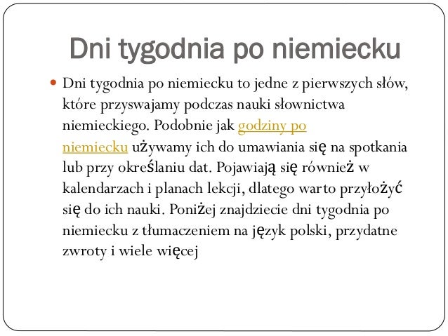 Dni tygodnia niemiecki