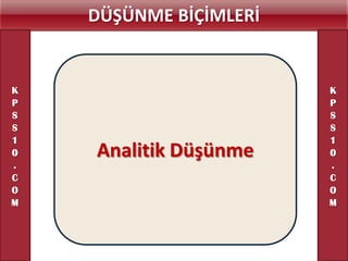 DÜŞÜNME BİÇİMLERİ


K                       K
P                       P
S                       S
S                       S
1                       1
0   Analitik Düşünme    0
.                       .
C                       C
O                       O
M                       M
 