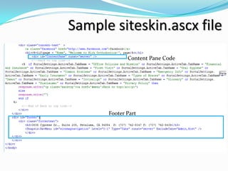 Sample siteskin.ascx file
             Content Pane Code




      Footer Part
 