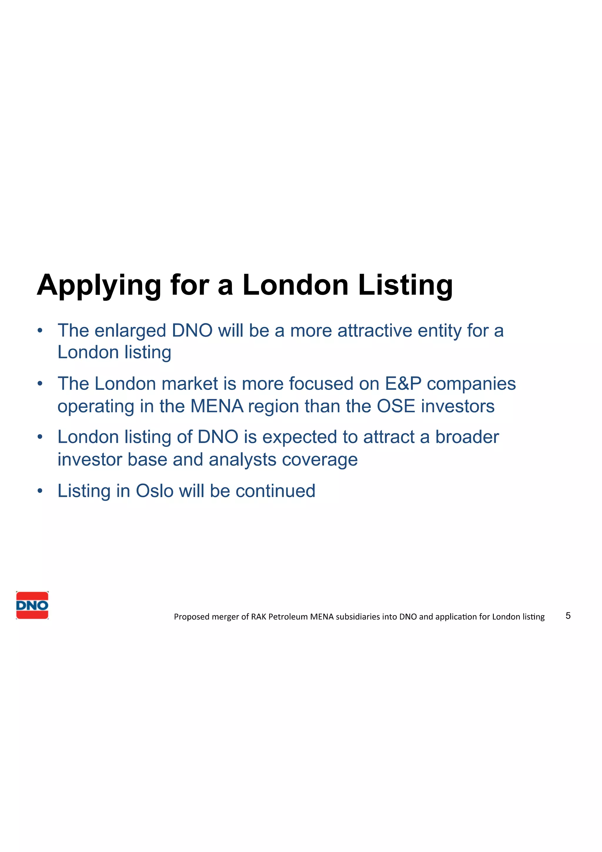 Dno r ak petroleum merger ppt