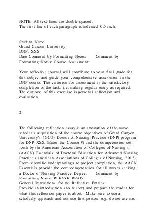 DNP Reflective Journal TemplateComment by Katherine | DOCX