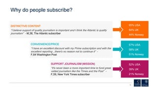 Why do people subscribe?
12
DISTINCTIVE CONTENT
“I believe support of quality journalism is important and I think the Atla...