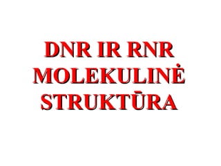 DNR IR RNRDNR IR RNR
MOLEKULINĖMOLEKULINĖ
STRUKTŪRASTRUKTŪRA
 