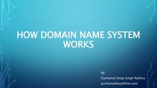 HOW DOMAIN NAME SYSTEM 
WORKS 
By: 
Gurkamal Deep Singh Rakhra 
gurkamaldeep@live.com 
 
