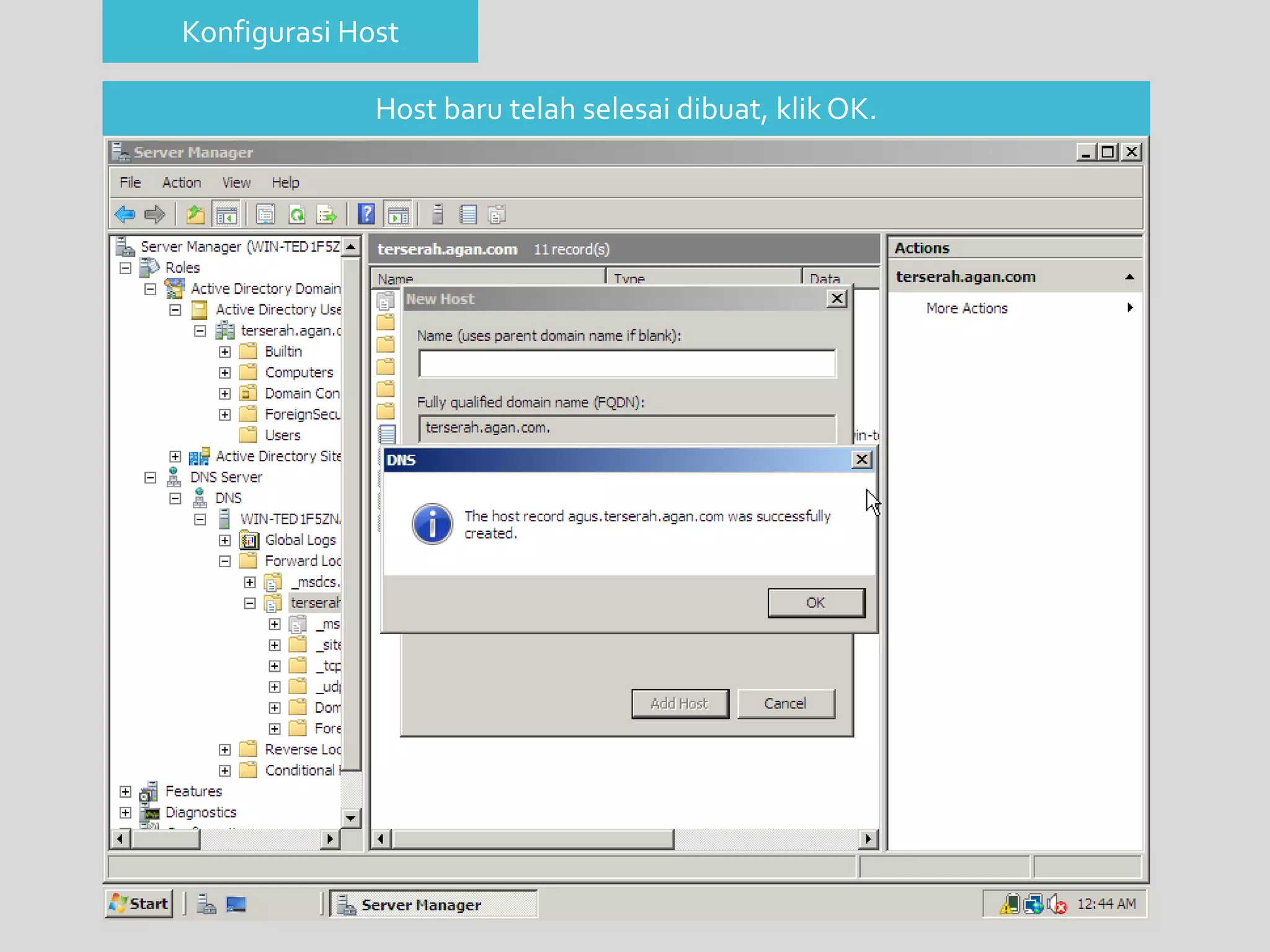Konfigurasi Host 
Host baru telah selesai dibuat, klik OK. 
 
