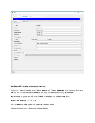 DNS server configuration in packet tracer | PDF
