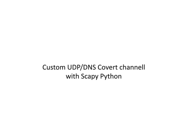 Dns covert channels with scapy | PPT