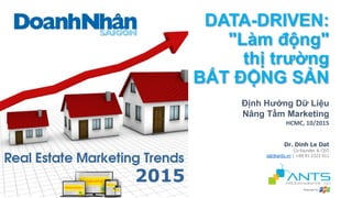 Dr. Dinh Le Dat
Co-founder & CEO
dat@ants.vn | +84 91 2323 911
DATA-DRIVEN:
"Làm động"
thị trường
BẤT ĐỘNG SẢN
Định Hướng Dữ Liệu
Nâng Tầm Marketing
HCMC, 10/2015
2015
 