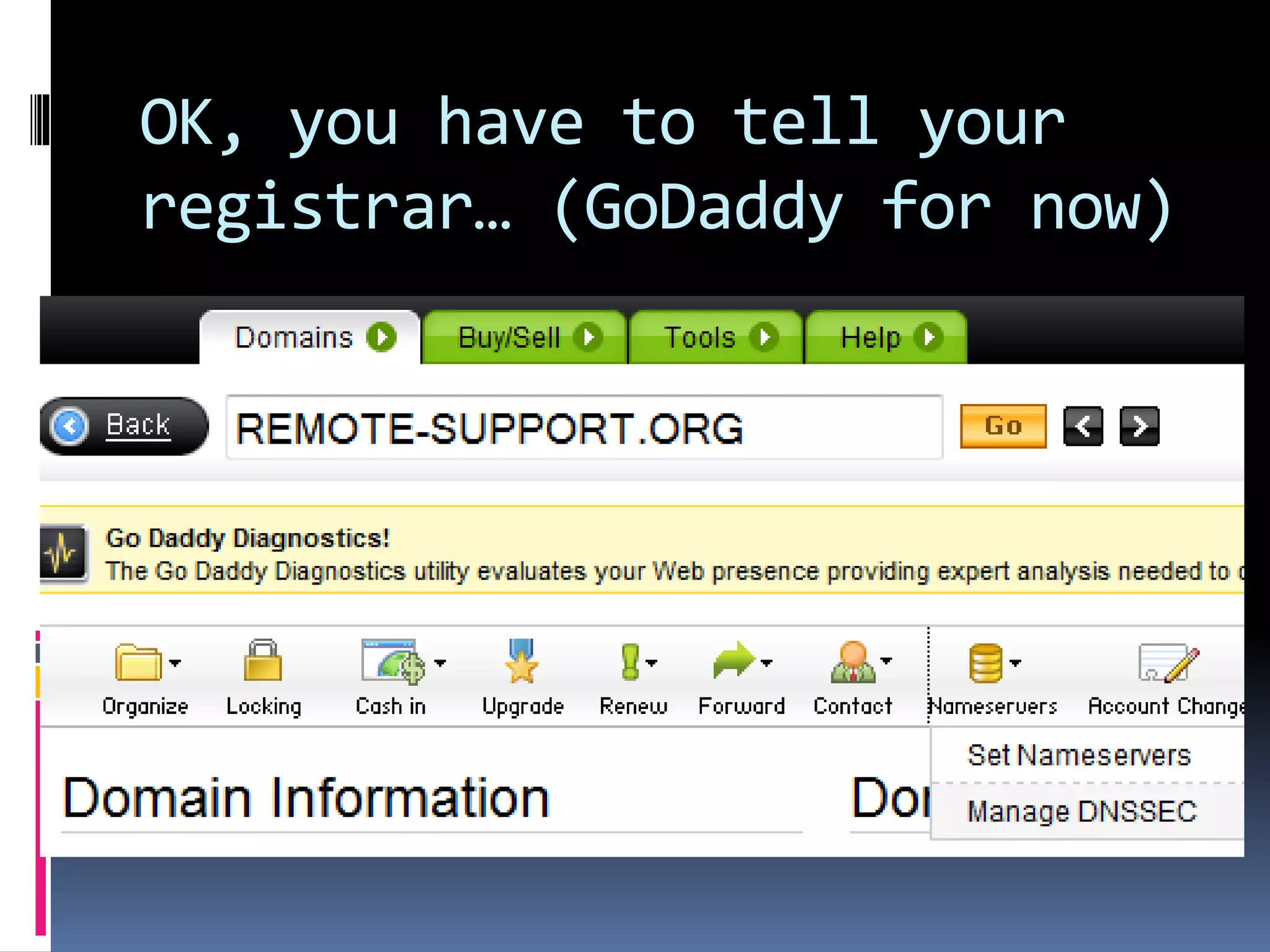 OK, you have to tell your
registrar… (GoDaddy for now)
 