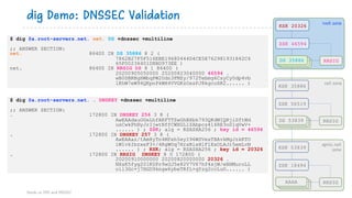 $ dig @a.root-servers.net. . DNSKEY +dnssec +multiline
;; ANSWER SECTION:
. 172800 IN DNSKEY 256 3 8 (
AwEAAdauOGxLhfAKFTT...