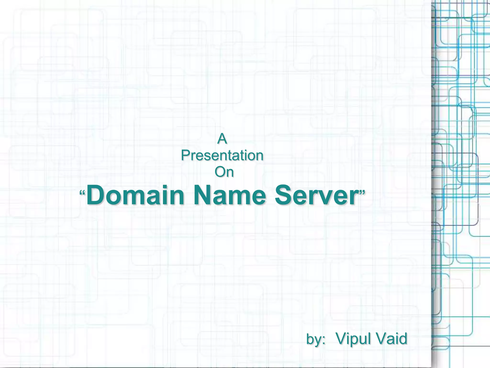 A
Presentation
On
“Domain Name Server”
by: Vipul Vaid
 