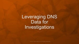 Leveraging DNS
Data for
Investigations
 