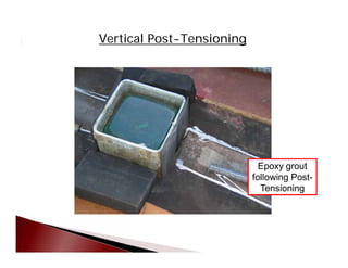Epoxy grout
following Post-
Tensioning
Vertical Post-Tensioning
 
