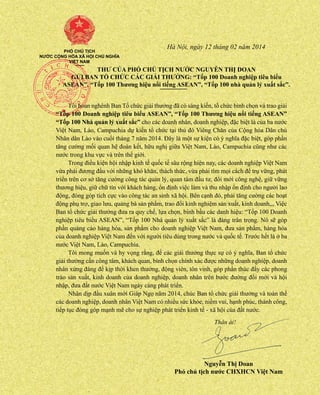 49
V
Tôi hoan nghênh Ban có sáng bình và trao
100 ASEAN”, 100 ASEAN”
100 Nhà lý cho các doanh doanh là ba
V Viêng hòa Dân
Nhân dân Lào vào tháng 7 2014. là có ý
V các
Trong kinh na các doanh V Nam
khó thách tìm cách
trên công tác tâm công
tín khách làm và cho lao
tích vào công tác an sinh Bên các
giao bá trao kinh kinh V
Ban ra bình các danh 100 Doanh
100 Nhà lý là trân Nó
cáo hàng cho doanh V hàng hóa
doanh V Nam dùng trong và T là ba
V
Tôi mong và các có ý Ban
công khách bình chính xác doanh doanh
nhân khen tôn thúc các
trào kinh doanh doanh doanh nhân trên và
V
Nhân chúc Ban và toàn
các doanh doanh nhân V Nam có thành
A
A A
 