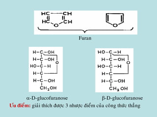 Furan
-D-glucofuranose -D-glucofuranose
Öu ñieåm: giaûi thích ñöôïc 3 nhöôïc ñieåm cuûa coâng thöùc thaúng
 