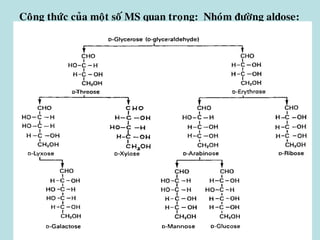 Coâng thöùc cuûa moät soá MS quan troïng: Nhoùm ñöôøng aldose:
 