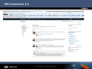 IBM Connections 4.5
13.06.201314 | | © holistic-net GmbH
 