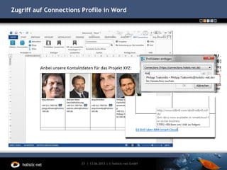 Zugriff auf Connections Profile in Word
13.06.201323 | | © holistic-net GmbH
 