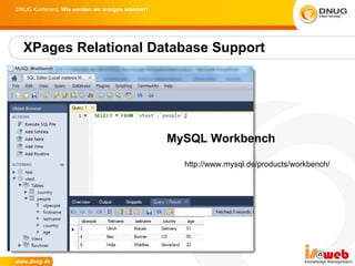 XPages Relational Database Support MySQL Workbench http://www.mysql.de/products/workbench/ 