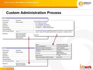 DNUG Konferenz: Wie werden wir morgen arbeiten?




  Custom Administration Process
 