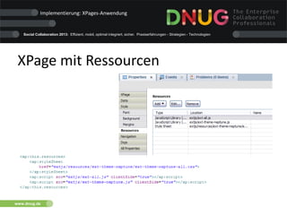 Social Collaboration 2013: Effizient, mobil, optimal integriert, sicher. Praxiserfahrungen - Strategien - Technologien
www.dnug.de
XPage mit Ressourcen
Implementierung: XPages-Anwendung
 