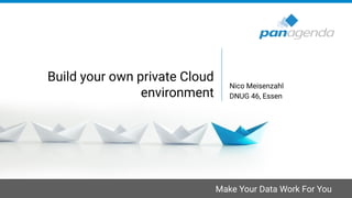 Make Your Data Work For You
Build your own private Cloud
environment
Nico Meisenzahl
DNUG 46, Essen
 