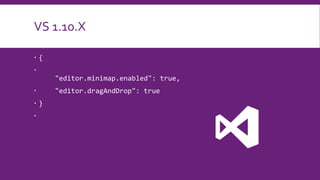 VS 1.10.X
 {

"editor.minimap.enabled": true,
 "editor.dragAndDrop": true
 }

 