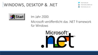 RobinSedlaczek
RobinSedlaczek.com
RobinSedlaczek@live.de
WINDOWS, DESKTOP & .NET
Im Jahr 2000:
Microsoft veröffentlicht das .NET Framework
für Windows
 