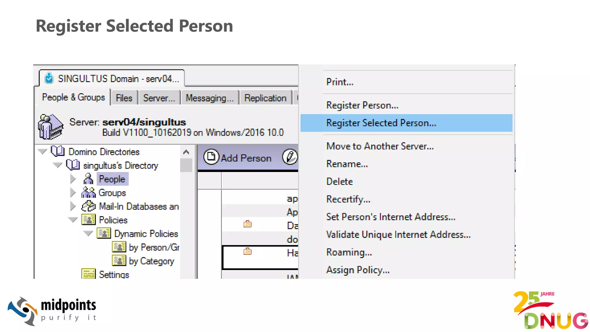 Register Selected Person
 