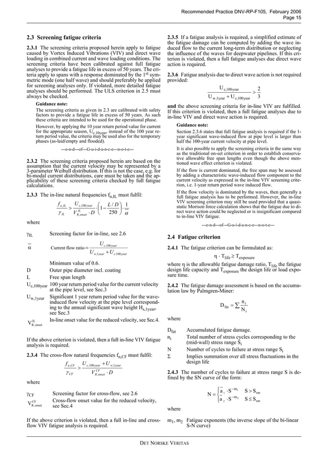 Dnv rp-f105 (2006) - free spanning pipelines | PDF