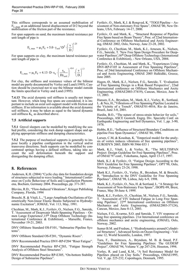 Dnv rp-f105 (2006) - free spanning pipelines | PDF