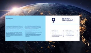 220
DNV Energy Transition Outlook 2022
221
Regional transitions CHAPTER 9
9
Highlights
The energy transition unfolds differently in each of the
10 world regions included in our forecast. Its speed and
scale are influenced by a number of factors, such as:
geographical and resource issues; legacy technology-
and energy systems; stages of economic development;
and government policy.
Thus, every region has a unique starting point and a
different transition trajectory — from OECD countries
targeting post-industrial prosperity, to emerging and
fast-growing economies, to regions entering an era of
development.
Our ETO model generates insights and captures this
granularity, and, in the following sections, the forecast
transition for each of the 10 Outlook regions is
presented, including:
— Regional characteristics and the current position
— Pointers to the future
— The regional transition results explained, also covering
the emissions profile and forecast
— A net zero pathway for each region, emphasizing key
policy levers, the emissions reduction and main
energy shifts.
REGIONAL
TRANSITIONS
9.1 North America  124
9.2 Latin America  136
9.3 Europe  146
9.4 Sub-Saharan Africa 260
9.5 Middle East and North Africa 274
9.6 North East Eurasia  284
9.7 Greater China 292
9.8 Indian Subcontinent  304
9.9 South East Asia 314
9.10 OECD Pacific 324
9.11 Comparison regional
energy transitions  332
 