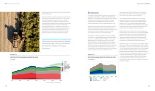 242
DNV Energy Transition Outlook 2022
243
Regional transitions CHAPTER 9
biomethane and thus replace 2.5% of its total domestic
methane demand.
As a result of those ambitions and the associated energy
transition going forward in Latin America, use of oil for
energy, the region’s largest such source today, will
decline by a quarter. In addition, growth in the use of
natural gas for energy will stall soon and will not overtake
oil as the largest primary energy source within the
forecast period (Figure 9.2.5). Biomass, in the form of
liquid biofuels in transport, as a gaseous energy carrier
substituting natural gas, and as solid biomass in the
buildings sector, will increase in importance towards
2050 and support Latin America’s energy transition.
Latin America has great potential to displace
imported fuels with solar, wind, and biofuels
like bioethanol, biodiesel and biogas/
biomethane.
Emissions
The region’s average carbon-price level is projected to
increase to USD 25/tCO2
in 2030, and USD 50/tCO2
by
2050. There are carbon-pricing schemes, such as taxation
in Argentina, Chile, Colombia, and Mexico. Pricing is
presently low but additional pricing instruments are
under consideration, such as in Brazil (see section 6.4).
Higher pricing could also come to avoid carbon-border
adjustment mechanisms from large trading partners —
e.g. China and Europe, both of which have carbon pricing
in place and are seen as possible trade partners for,
among other products, low-carbon hydrogen.
Latin America’s energy-related CO2
emissions peaked
around 2015. They will decline further through the 2020s,
stabilize in the 2030s, then fall to 14% less than today in
2050 (Figure 9.2.6). The decline will occur in all main
demand sectors, driven by efficiency gains, a changing
energy mix, and to a smaller extent by carbon capture.
Today and in the future, oil contributes most to emissions,
and is mainly used in Latin America’s transport sector.
The natural-gas dominated manufacturing and buildings
sectors together contribute another third to Latin
Americas emissions in 2050. By then, CCS will reduce
CO2
emissions by 51 Mt in mid-century, equivalent to
around 3% of the region’s emissions by then.
In the context of global climate policy, country NDC
pledges indicate an increase in the regional target of
limiting increases in emissions to about 88% by 2030,
relative to 1990. Our Outlook shows energy-related
emissions rising 56% over the same 40-year period. This
suggests that the regional target will be achieved by a
good margin, indicating a low level of ambition.
Note that there are uncertainties in comparing targets
and forecasts. Some countries are unclear about whether
targets in NDCs also include non-energy related CO2
emissions. Especially in Latin America, there is a large
difference between targets including and excluding
LULUCF (Land Use, Land-Use Change and Forestry) due
to the influence of rainforest on the total emissions.
By 2050, the region is expected to reduce energy-related
emissions by 11% compared with levels in 2020, and will
be emitting 1.3 GtCO2
per year at that time. Latin America's
1.9 tCO2
per person emissions level in 2050 is comparable
to those in India and South East Asia, and is 15% lower
than the region's current level. Also note that some Latin
Americancountries,includingBrazil,Argentina, Colombia,
and Chile, have indicated — or have already adopted
— carbon-neutrality targets by 2050 or 2060. However,
these targets often take into account the land and
forestry sector, which means CO2
uptake from rainforest
areas are included.
 