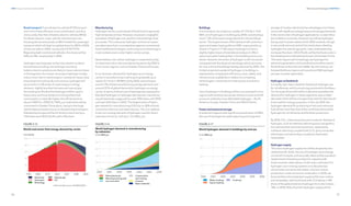 76
DNV Energy Transition Outlook 2022
77
Electricity and hydrogen CHAPTER 2
Road transport: Fuel cell electric vehicle (FCEV) propul-
sion is much less efficient, more complicated, and thus
more costly, than that of battery electric vehicles (BEVs).
For these reasons, major vehicle manufacturers are
focusing almost exclusively on BEV models for passenger
transport which will lead to a global share for BEVs of 85%
of new car sales in 2050, versus only 0.01% FCEVs.
Regarding light commercial vehicles, the shares will be
64% and 4%, respectively in 2050.
Hydrogen was long seen as the only solution to decar-
bonize heavy trucking, but as things now stand,
battery-electric solutions are likely to have a decent share
in this segment. As a result, we project hydrogen to play
only a minor role in road transport, namely for heavy-duty
long-distance trucking. By mid-century, hydrogen will
account for a 2.5% share of road transport energy
demand, slightly less then biomass and natural gas.
Accounting for the fact that hydrogen will be used in
heavy-duty and long-distance trucking where fuel
consumption is naturally higher, this still amounts to
about 2,000 PJ in 2050 (16.7 MtH2
/yr). Half of this will be
consumed in Greater China alone, owing to the large
vehicle fleet and policy focus on decarbonized transport,
followed by Europe and North America each having a
15% share and OECD Pacific with a 9% share.
Manufacturing
Hydrogen can be used instead of fossil fuels to generate
high-temperature heat. However, at present, negligible
quantities of hydrogen are used for industrial high-heat
processes. This is because hydrogen remains an expen-
sive alternative fuel, uncompetitive against conventional
fossil-fuelled technologies, and losing out to bioenergy in
most contexts even under higher carbon prices.
Nevertheless, low-carbon hydrogen is expected to play
an important role in the manufacturing sector by 2050 in
front-runner regions, such as Greater China and Europe.
In our forecast, demand for hydrogen as an energy
carrier in manufacturing is set to grow gradually up to
nearly 10.1 EJ/yr (~84 MtH2
/yr) by 2050, amounting to
around 7% of total manufacturing energy demand, and
around 33 % of global demand for hydrogen as energy
carrier. In terms of direct use of hydrogen (as opposed to
blended hydrogen or hydrogen derivatives), manufactur-
ing will dominate usage with an over 90% share until 2030
and over 65% share in 2050. The largest share of hydro-
gen demand in manufacturing (2.8 EJ/yr or 28% of total)
comes from the iron and steel industry. This is in addition
to the non-energy demand of hydrogen used for direct
reduction of iron at 1.6 EJ/yr (~13.5 MtH2
/yr).
Buildings
In our analysis, we project an uptake of 1.9 EJ/yr (~15.8
MtH2
/yr) of hydrogen in buildings by 2050, constituting a
mere 1.3% of the total energy demand in the buildings
sector. The largest shares of the demand will come from
space and water heating (36 and 38%, respectively), as
shown in Figure 2.17. We expect hydrogen to have a
slightly higher share of total demand (about 3-4%) in
space and water heating than in the building sector as a
whole. However, the share of hydrogen is still minuscule
compared with the share of natural gas which accounts
for over a third of buildings heating demand by 2050. The
limited projected uptake of hydrogen in buildings is
explained by comparative efficiency, costs, safety, and
infrastructure availability in relation to competing
technologies, mainly electric heat pumps and district
heating.
Use of hydrogen in buildings will be concentrated in four
regions with existing natural gas infrastructures and with
access to relatively more affordable hydrogen — North
America, Europe, Greater China and OECD Pacific.
Power and seasonal storage
In areas and regions with significant penetration of VRES,
the use of hydrogen for peak balancing and long-term
storage of 'surplus' electricity has advantages, but it does
come with significant energy losses and storage demands.
In the merit order of hydrogen applications, re-electrifica-
tion is likely to come last. However, we will see hydrogen
being used in power stations from 2030 onwards, though
in very small amounts and at first mainly due to feeding
hydrogen into natural-gas grids. Later, peak-balancing
increases the share. OECD Pacific will be the frontrunner in
this development, followed by Europe and Greater China.
The same regions will increasingly use hydrogen for
electricity generation, and a small amount will be used in
North America from the mid-2040s. By mid-century, we
foresee that those regions will use almost 8 Mt hydrogen
per year in power generation.
Hydrogen as feedstock
Currently, two major needs for feedstock hydrogen are
for oil refineries, and for producing ammonia for fertilizers.
Our forecast shows that while in absolute quantities the
demand for hydrogen in these segments sees a slight
decrease, there will be a burgeoning need for derivatives
to be used for energy purposes. In fact, by 2050, the
hydrogen demand for producing e-fuels and ammonia
fuel will be more than that of the combined demand for
hydrogen for oil refineries and fertilizer production.
By 2050, CO2
—intensive production routes for feedstock
hydrogen, such as methane reforming and coal gasifica-
tion will lose their dominant positions, replaced by
methane reforming coupled with CCS, grid-connected
electrolysis and electrolysis coupled to dedicated
renewables.
Hydrogen supply
The future hydrogen supply mix will be shaped by two
related trends: firstly, the use of hydrogen as an energy
carrier will increase, and secondly, there will be a gradual
replacement of existing production capacity with
lower-emission alternatives. As the main motivation for
hydrogen use in energy systems is to decarbonize
sectors that cannot be electrified, only low-carbon
production routes are future contenders. In 2030, we
forecast that a third of global supply will be low-carbon
and renewable, with fossil fuels with CCS taking a 14%
share of the global total and hydrogen from electrolysis
18%. In 2050, 85% of world’s hydrogen supply will be
 