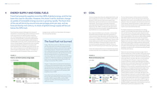 106
DNV Energy Transition Outlook 2022
107
Energy supply and fossil fuels CHAPTER 4
Fossil fuels face several challenges from threats of
substitution in several energy system subsectors, to CCS
scale up pressure and capital markets rewarding
non-emitting energy sources with lower capital costs.
Over the coming decades, we will see a gradual phase-
down, first of coal, having the highest carbon footprint,
and thereafter oil and gas, which compete with each other
only to a limited degree. Despite the fact that renewable
sources are already competitive in most places with
fossil-fired electricity, it will take many years for low- and
zero-carbon energy sources to dislodge fossil fuels out
of the broader energy system. Figure 4.1 illustrates our
forecast for how the composition of the various fossil
energy sources, and the non-fossil share, will change in
the coming three decades.
4 ENERGY SUPPLY AND FOSSIL FUELS 4.1 COAL
Fossil fuel presently supplies more than 80% of global energy, and this has
been the case for decades. However, this share is set for dramatic change
as uptake of renewable energy sources is growing rapidly. The fossil slice
of the pie will shrink by around one percentage point per year, and we
forecast that by mid-century, its share of global energy supply will be just
below the 50% mark.
Today, 13% of the world’s oil, 10% of the natural gas,
and 1% of the coal is not used for energy purposes,
but as feedstock in plastics, petrochemicals, asphalt,
and similar products. This fossil fuel is not burned
and, unlike fossil fuel used for energy purposes, does
not cause direct emissions. Still, we chose to include
this non-energy fraction in our primary energy
overview, and it is also included in the fossil fuel share
in Figure 4.1. Were we to subtract non-energy use of
these sources, the present share of fossil fuel in the
energy mix would be 79%, not 81%.
Chapter 1.5 describes how demand for feedstock is
increasing and is expected to peak in the mid-2030s.
Use of fossil fuel as an energy carrier is reducing, and
therefore the share of fossil fuel (especially oil) not
being burned is increasing and will represent 24%
of global oil use in 2050.
If we subtract this fossil feedstock use from all fossil
fuel use, the share of fossil fuel in the energy mix will
be 46% in 2050, instead of 49%, and from 2047
onwards, more than half of all energy being used
will be non-fossil.
The fossil fuel not burned
Once an energy sector favourite, global demand for coal
grew rapidly from 4.7 Gt per year in 2000 to peak at 8 Gt
per year in 2014. But from that point onward, total
demand for coal has and will move in only one direction:
downwards. The economic and trade contraction
associated with the COVID-19 pandemic reduced coal
demand by 7% in 2020. Coal demand will rebound but
will never reach its previous peak, instead falling almost
two-thirds from its current level by 2050.
As a cheap and reliable source of power, coal has been
the preferred technology for electricity generation in
many countries. Power generation was thus the primary
driver for coal demand, accounting for nearly 63% of coal
consumption in 2020 (Figure 4.2). However, closure of old
power stations, particularly in Europe and North America,
and the cancellation of several projects in their pre-
construction phase, especially in Greater China, are
signs of a shift towards wind and solar power generation.
Coal is also used as a heat source in manufacturing, and as
a carbon source for iron-ore reduction in steel production.
For low-heat processes in the production of manufac-
tured goods, direct coal use will give way to electricity.
Moreover, since coal is a very problematic source of local
pollution, China, for example, will continue to switch from
coal to gas for industrial processes. In other regions, gas
boilers and electricity will ensure a steady phase-down of
coal for most industrial heat demand.
For higher-temperature processes (such as making
cement, iron and steel), the switch will be more difficult,
and coal will remain a favoured option despite its high
carbon emissions. Coal demand for high-heat processes
will increase slightly in the near term before falling rapidly
after 2030. Global coal demand in the iron and steel
subsector will decrease almost a fifth by 2050. Today’s
biggest coal consumer, Greater China, will see a halving
of coal use, mainly due to steel production declining by
even more (down 65%). In contrast, coal demand for iron
and steel in the Indian Subcontinent will double by 2050,
resulting in its demand for coal almost equalling Greater
China’s by mid-century.
Total coal use has already declined strongly in North
America and Europe, driven by shifts in the power sector.
Low gas prices have been at the forefront of the fall-off
in North American coal use, whereas renewables growth
is the main factor in Europe. We see a current upswing
of coal being used in Europe in response to Russia’s
invasion of Ukraine, and the associated gas shortages.
However, this is a short-term blip and will not change the
long-term decline in coal use in Europe. Coal use has
flattened in China recently, supported by policies to curb
air pollution in manufacturing and power supply. Over
the last decade to 2020 only the Indian Subcontinent
(45% growth) and South East Asia (90%) have shown
uninterrupted increases in coal usage. All regions will
show a long-term reduction in coal consumption, but not
necessarily in the short term (Figure 4.3 ). Prior to 2030,
coal use in the Indian Subcontinent and South East Asia
will grow. By mid-century, coal usage in OECD regions,
notably North America and Europe, will have declined
by 90% and 80%, respectively. Coal’s decline in coal-rich
OECD Pacific will also be substantial, at 75%.
 