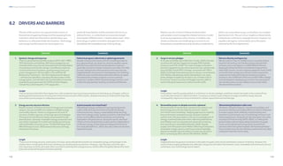 142
DNV Energy Transition Outlook 2022
143
Policy and the energy transition CHAPTER 6
6.2 DRIVERS AND BARRIERS
The aim of this section is to capture trends in terms of
those drivers triggering change and the opposing forces
in the form of barriers that seek to uphold status-quo
behaviour or otherwise hinder the transition. Technology
and energy transformations do not progress in a
perfectly linear fashion and the transition will not occur
without friction, or, as the Austrian economist Joseph
Schumpeter (1942) termed it, “creative destruction” when
technology or system innovation diverges from and
destabilizes the established way of doing things.
Nations are not in control of these trends but their
policymakers must manage the inherent tensions in order
to arrive at progressive policy choices. In isolation, the
drivers and barriers are challenging to connect to our
forecastbutacomprehensivearrayofpolicyconsiderations,
which cuts across these issues, is included in our analysis
(see Section 6.5). The sum of our insights on these trends,
is that drivers continue to outweigh barriers, however not
equally in all regions, and certainly not to the extent
required by the Paris Agreement.
DRIVERS DRIVERS
BARRIERS BARRIERS
Failure to progress collectively on global agreements
Despite unequivocal science and its compelling evidence
(e.g. glacial retreat, sea-level rise, extreme weather events,
species loss), political and business decision making is
generally not science-based, and actions are often ‘too little,
too late’, failing to drive the transition at the required rate.
Deglobalization and economic disintegration are inhibiting
collective action and blocking international flows of capital.
Disunited policy hinders progress on environmental
protection, weakens efforts towards energy transition, and
widens the gap between leading countries and followers.
Systemic change and response
There is a great deal of scientific evidence (IPCC 2021, IPBES
2019, Rockström and Gaffney, 2021) that overlapping and
mutually reinforcing crises are associated with the degradation
of ecosystems and climate change. Any effective response
must be at the level of systems, guiding energy, land, and
ocean management. Actions taken in line with the UN
Biodiversity Framework — the ‘Paris Agreement for Nature’
— will have a broad effect, including decarbonization of the
energy system, and will add to the considerable momentum
towards this goal generated at COP26 and the Glasgow
Climate Pact, which kept the 1.5°C target alive.
1.
Energy security returns to the fore
Russia’s invasion of Ukraine and use of energy as an economic
weapon, has spurred efforts to replace unreliable energy
commodity imports. There is a congruence of Covid-19
recovery, climate response, and energy-security strategies.
The best and most effective results are achieved through
diversification, domestic renewable-energy production and
low-carbon hydrogen for a clean and energy-secure future
with predictable consumer prices. The World Energy Pulse
(World Energy Council, 2022) expects the pace of energy
transitions to increase.
A pivot towards more fossil fuels?
Destabilized energy markets and soaring energy prices
make it difficult for governments to handle the energy
trilemma (security / equity / sustainability) while securing
short-term energy needs. Supply constraints, high fossil-fuel
prices, and windfall profits for producers are boosting
exploitation of hydrocarbons. Across the world, new fossil
infrastructures are planned to enable exit from dependence
on Russian energy. Unless these are designed to be transi-
tion ready (Bordoff et al., 2022), they will undermine the Paris
Agreement goals.
2.
Surge in net zero pledges
A net zero stocktake report (Net Zero Tracker, 2022) indicates
countries with net zero targets encompass 83% of global
emissions and 91% of GDP. The share of targets included in
domestic legislation/policy documents has risen substantially
(around 65% of total GHG coverage, compared with 10% in
2020). A UN high-level expert group on net zero commitments
(UN, 2022a) is developing clearer standards for non-state
entity pledges to speed up emission cuts. Climate clubs of
first-mover net zero countries will trigger transition efforts
world-wide given exposure to carbon-border tariffs.
Net zero disunity and hypocrisy
Net zero plans in low- to middle-income countries extend
beyond mid-century, but climate science indicates that
emission cuts must happen in a 2030/2050 timeframe.
Arguing for these timelines to accelerate is hypocritical
when high-income, net zero regions grapple for fuels, shield
consumers from energy price shocks, and/or ease policy
measures normally advocated as incentives to reduce
emissions. Non-fulfillment of the annual USD 100bn pledge
from developed to developing countries not only jeopard-
izes climate justice, but also delays economically viable
decarbonization projects.
3.
Renewables power on despite economic upheaval
Wind and solar PV are the least-cost electricity options, and
fossil energy price shocks make the economic case for
non-fossils more compelling. Hedging against price volatility
favours domestic renewable energy, despite increased
upfront costs. Decarbonization costs are increasingly part of
energy-investment decisions when calibrating alternatives,
and offtakers such as corporate tech giants are increasing
their spending on renewables (Nasdaq, 2022). Despite
supply-chain disruptions and inflation affecting all industries,
renewable-energy capacity continues to expand globally.
Annual renewable capacity additions broke new records in
2021, increasing by 6% to almost 295 GW (IEA, 2022b).
Reinvented globalization adds costs
Pandemic-related lockdowns, manufacturing delays, and
economic volatility have fuelled efforts to reshore industries
to ensure supply-chain reliability. Industrial policy and
transition investment also aim to build things ‘at home’ and
boost employment. Geopolitical risks have given rise to the
concept of ‘friend-shoring’ (WTO, 2022), i.e. trading with
political allies, with corresponding reinvention of supply
chains, and materials and components sourced from
partners rather than global markets. Reinvented globaliza-
tion prioritizes security over efficiency and lowest cost, likely
making the transition more costly.
4.
Insight
The momentum behind the Paris Agreement, with constantly improving measurements and ratcheting up of targets, will force
leading global businesses and most governments to become part of the solution, despite reluctance to embrace the logic that
economies cannot prosper in collapsing ecosystems.
Insight
Policymakers need far greater global co-ordination on net zero pledges, and these need to be made in the context of how
much decarbonization is viable and where. Consensus on these issues is likely to emerge, but will be messy, late and,
consequently, require enormous investment in carbon capture/removal and storage.
Insight
The pursuit of energy security, particularly in Europe, will accelerate the transition to renewable energy and hydrogen in the
medium term, trumping the short-term doubling-up of hydrocarbon production. However, only if Europe, and other sanc-
tion-imposing countries, persuade other countries to diversify their energy sources, will this affect the global demand for fossil
fuels and accelerate the green transition globally.
Insight
Deglobalization has gained momentum in the wake of supply-chain shocks and Russia’s invasion of Ukraine. However, the
world remains largely globalized and, although rising prices will add to the transition costs, renewables will continue to win out
as the least-cost, most energy-secure option.
 