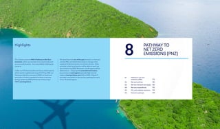 174
DNV Energy Transition Outlook 2022
175
Pathway to net zero emissions CHAPTER 8
PATHWAY
TO
NET
ZERO
EMISSIONS
8
PATHWAY TO
NET ZERO
EMISSIONS (PNZ)
Highlights
This chapter presents DNV’s Pathway to Net Zero
emissions, which we consider to be a technically and
economically feasible — but unavoidably challenging
scenario.
Unlike our ETO forecast (the main focus of this report),
which results in global warming of 2.2°C by 2100, our
Pathway to Net Zero emissions (PNZ) is a ‘back-cast’
estimation of what is needed to achieve a net-zero
energy system by 2050 with the aim of securing a
1.5°C warming future.
We detail here the size of the gap between our forecast
and the PNZ, and detail what needs to change in the
supply and demand sectors to achieve net zero. A key
principle is that not all sectors will be able to reach net
zero emission by 2050. Moreover, not all regions will be
able to do so — implying that some demand sectors
(e.g. transport) and regions (typically high-income
regions) must go below zero before 2050. Chapter 9
provides more detail on the net zero pathways for each
of our 10 world regions.
8.1 Pathway to net zero
emissions (PNZ)176
8.2 Net zero policies180
8.3 Net zero demand and supply182
8.4 Net zero expenditures192
8.5 CO2
and methane emissions194
8.6 Sectoral roadmaps198
 