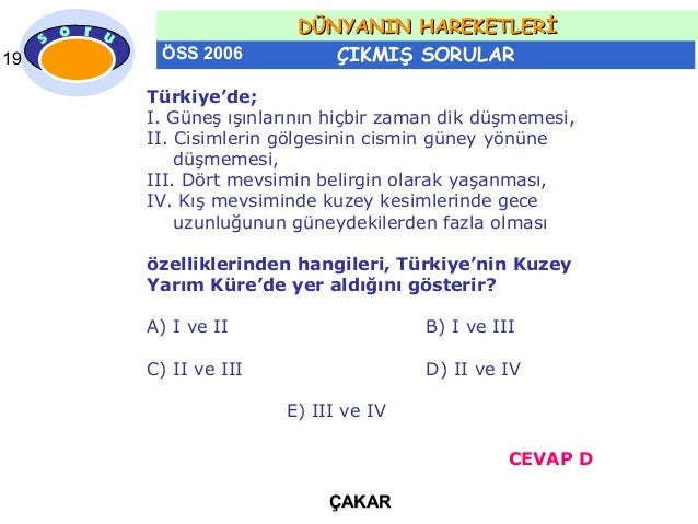 Dunyanin Hareketleri Cikmis Sorular Pps