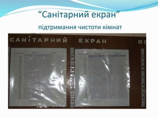 “Санітарний екран”
підтримання чистоти кімнат
 
