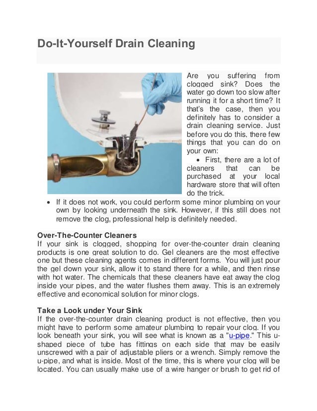Do ityourself drain cleaning