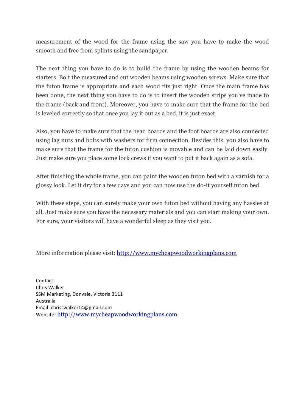 Do ityourself futon bed free woodworking plan