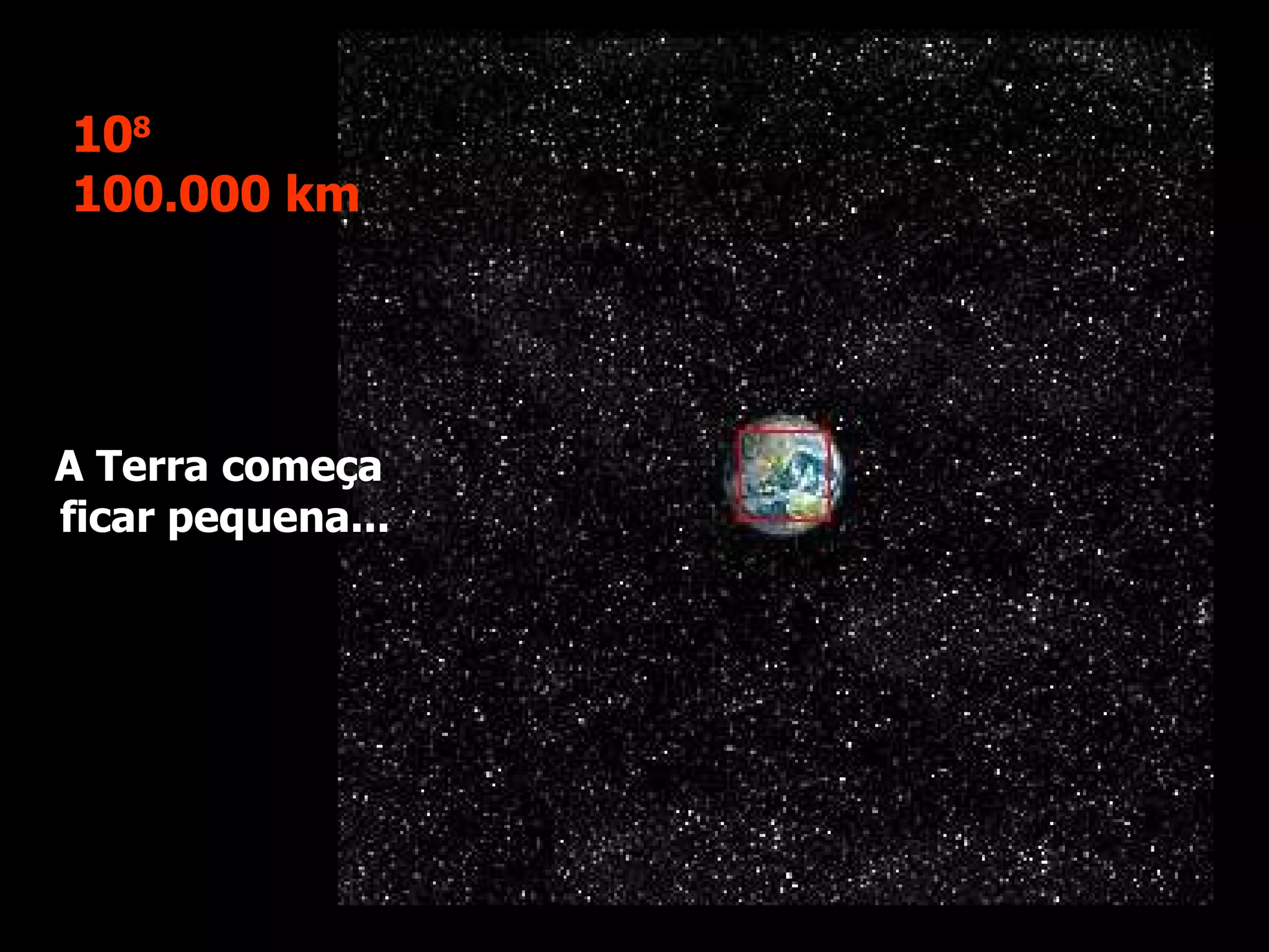 A Terra começa  ficar pequena... 10 8 100.000 km 