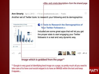 Search and Social Snippets: Google, Bing, Facebook, Google Plus Slide 12