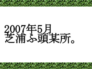 2007 年 5 月 芝浦ふ頭某所。 
