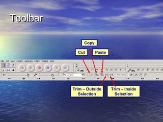 Toolbar Cut Paste Copy Trim – Outside Selection Trim – Inside Selection 