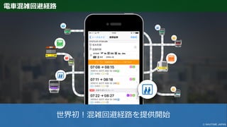 電車混雑回避経路
世界初！混雑回避経路を提供開始
 