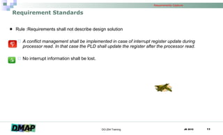 Requirement Standards <ul><li>Rule :Requirements shall not describe design solution </li></ul><ul><ul><li>A conflict manag...