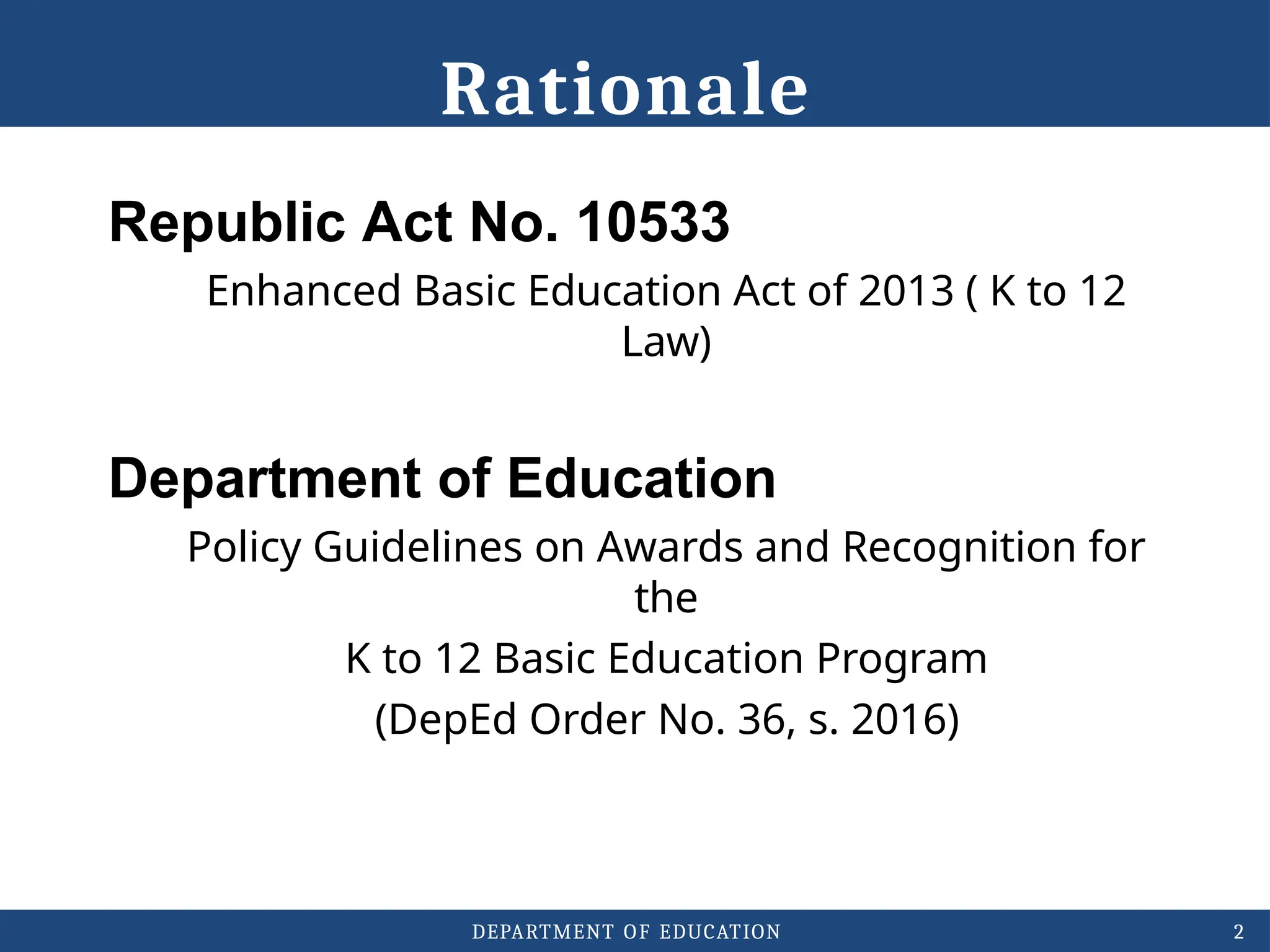 DO 36, S.2016Policy Guidelines on Awards and Recognition for the K to ...